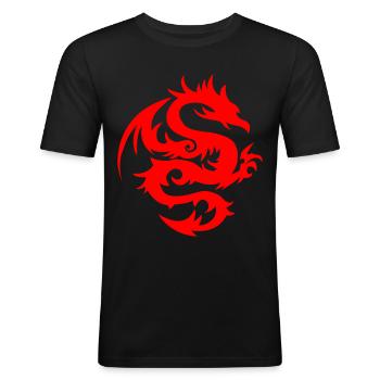 mit chinesischen Drachen chinesischem Drache - Männer Slim Fit T-Shirt - Schwarz - Vorne - Nik (191cm)