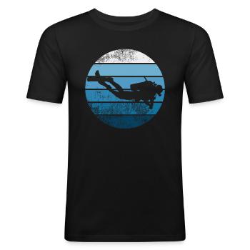 Retro Scuba Diving Duiker Gift Scuba Diving - Mannen slim fit T-shirt - zwart - Voor - Nik (191cm)