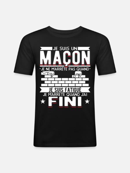 Maçon Maçonnerie Humour Macon - T-shirt près du corps Homme - noir