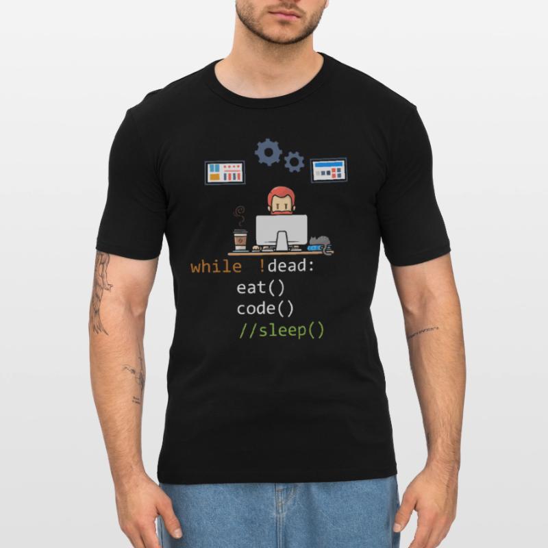 Dead Eat Code Sleep Funny Programming Computer Pro T-shirt près du corps Homme