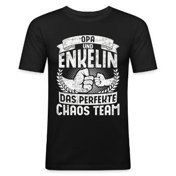 Opa Und Enkelin Das Perfekte Chaos Team - Männer Slim Fit T-Shirt - Schwarz - Vorne - Nik (191cm)