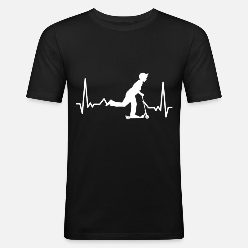 Scooter Herzschlag Roller Stunts - Männer Slim Fit T-Shirt - Schwarz