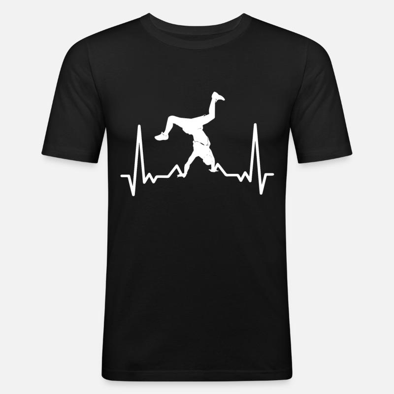 Breakdance breakdancer rythme cardiaque - T-shirt près du corps Homme - noir