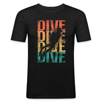 Scuba Diving Diver Meisje Hart - Mannen slim fit T-shirt - zwart - Voor - Nik (191cm)