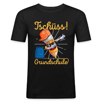 Tschüss Grundschule Abschluss Letzter Schultag - Männer Slim Fit T-Shirt - Schwarz - Vorne - Nik (191cm)