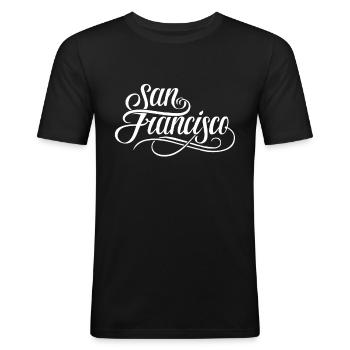San Francisco - T-shirt près du corps Homme - noir - Devant - Nik (191cm)