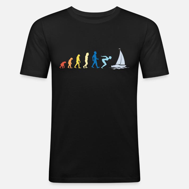 Sailing Sailboat Evolution - Männer Slim Fit T-Shirt - Schwarz