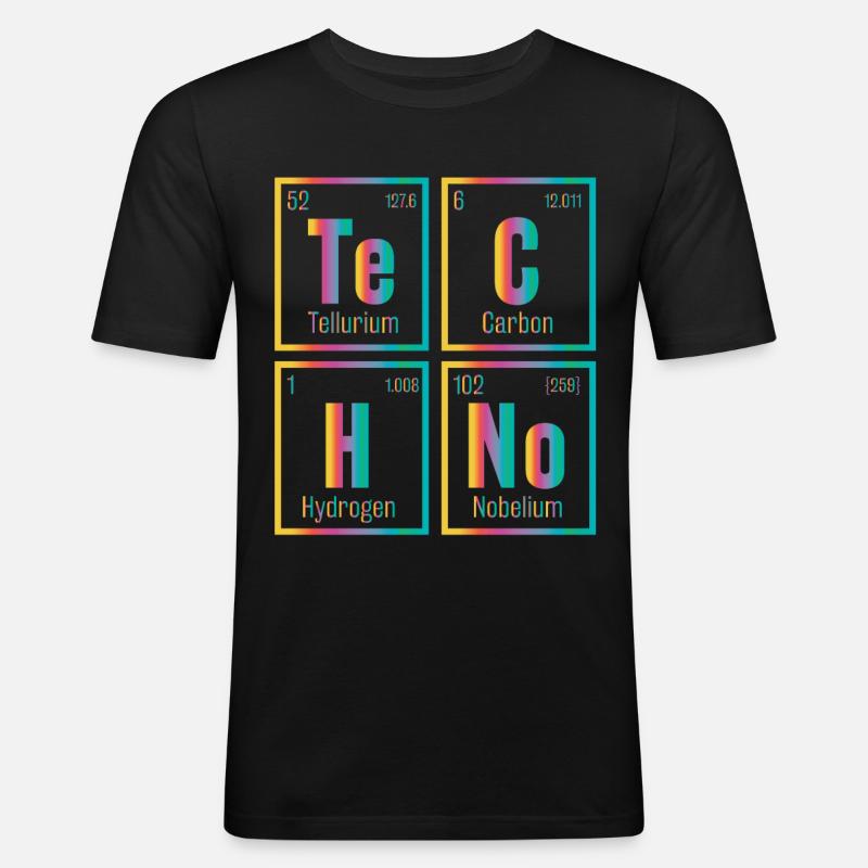 Techno Element House Musik - Männer Slim Fit T-Shirt - Schwarz