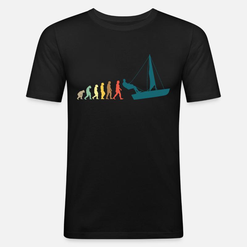 Sailing Sailboat Evolution - Männer Slim Fit T-Shirt - Schwarz