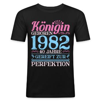 40ter 40 Königin Geboren 40. Geburtstag Frau 1982 - Männer Slim Fit T-Shirt - Schwarz - Vorne - Nik (191cm)
