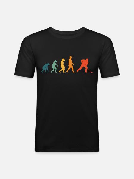 Eishockey Evolution Retro Hockey - Männer Slim Fit T-Shirt - Schwarz