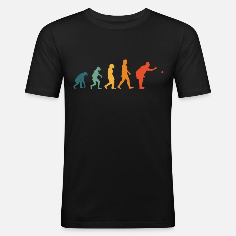 Boccia Evolution Rétro Boule Petanque - T-shirt près du corps Homme - noir