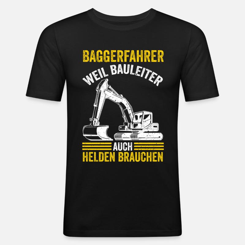 Baggerfahrer Bauleiter Bagger - Männer Slim Fit T-Shirt - Schwarz