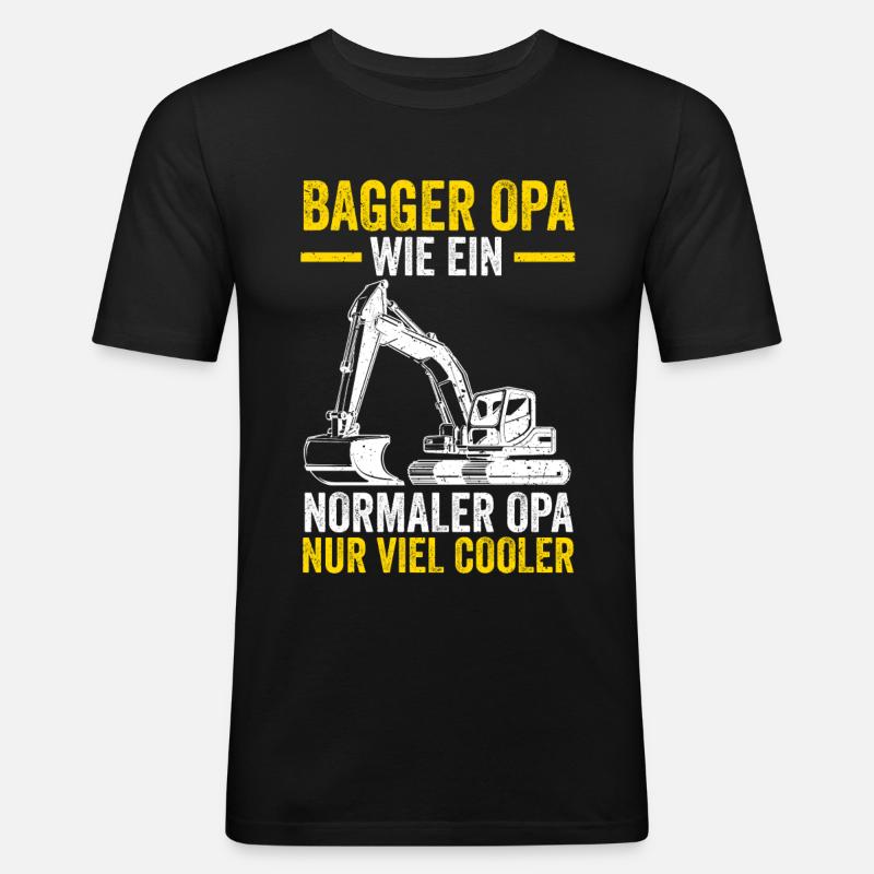 Bagger Opa Großvater Baggern Baggerfahrer - Männer Slim Fit T-Shirt - Schwarz