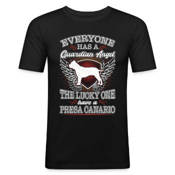 Presa Canario Ange Gardien Dogo - T-shirt près du corps Homme - noir - Devant - Nik (191cm)