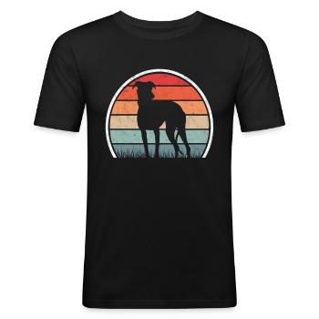 Galgo Espanol Rétro lévriers espagnols - T-shirt près du corps Homme - noir - Devant - Nik (191cm)