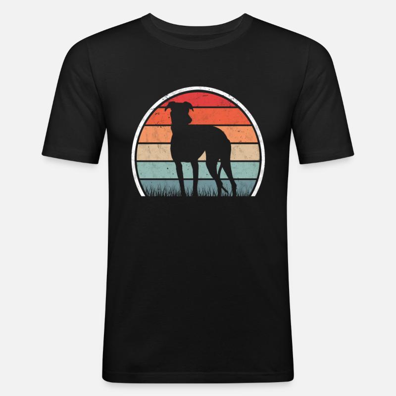 Galgo Espanol Retro Spanischer Windhund - Männer Slim Fit T-Shirt - Schwarz
