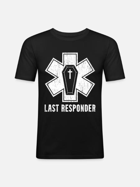 Last Answer Mortuary Undertaker - Men's Slim Fit T-Shirt - black