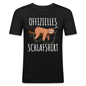 Pyjama Faultier Schlafshirt lustiger Schlafanzug - Männer Slim Fit T-Shirt - Schwarz - Vorne - Nik (191cm)