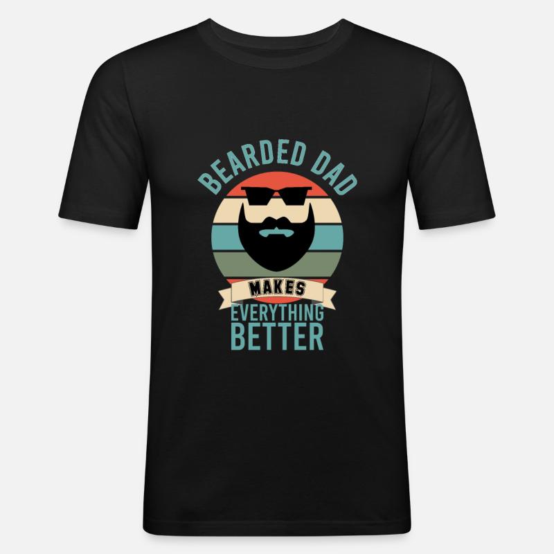 Bearded Dad Make Everything Better - Männer Slim Fit T-Shirt - Schwarz