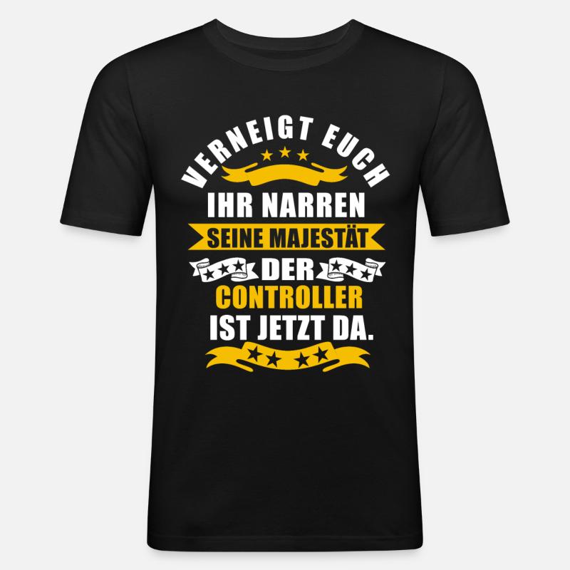 Lustige Controller Spruch - Männer Slim Fit T-Shirt - Schwarz