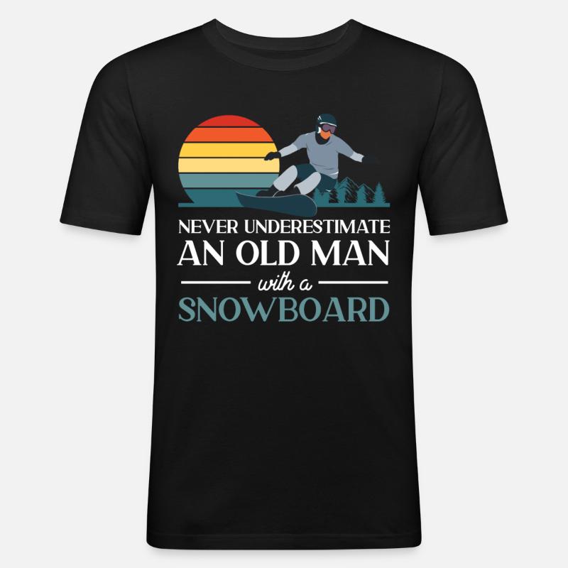 Snowboarding Snowboard Retro Never - Männer Slim Fit T-Shirt - Schwarz