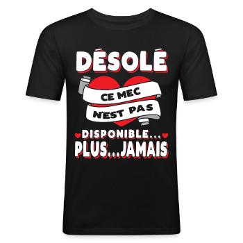 Fiancé Saint-Valentin Homme Mari Humour - T-shirt près du corps Homme - noir - Devant - Nik (191cm)