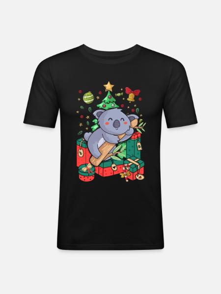 Ugly Christmas Sweater Koala - Men's Slim Fit T-Shirt - black