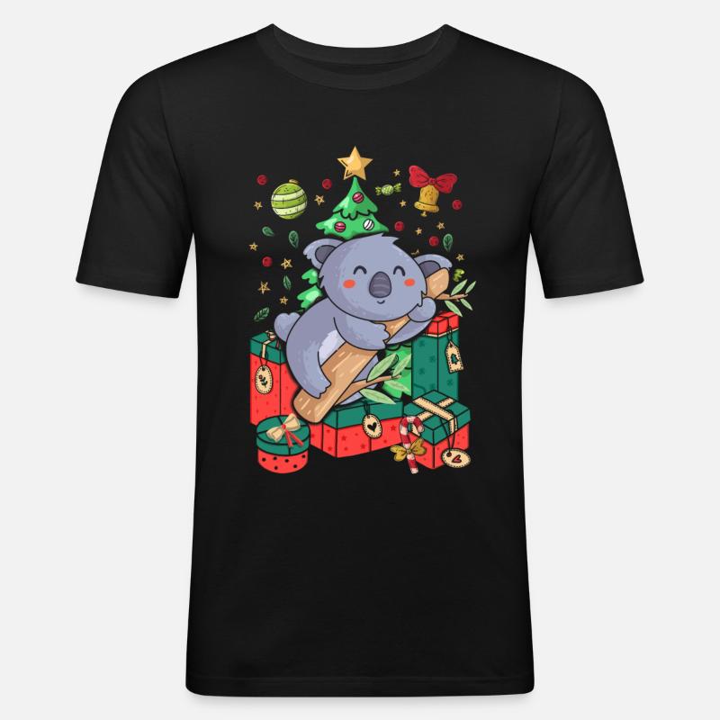 Pull de Noël moche Koala - T-shirt près du corps Homme - noir