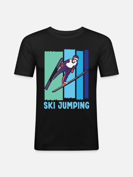 Ski Springen Skispringen - Männer Slim Fit T-Shirt - Schwarz
