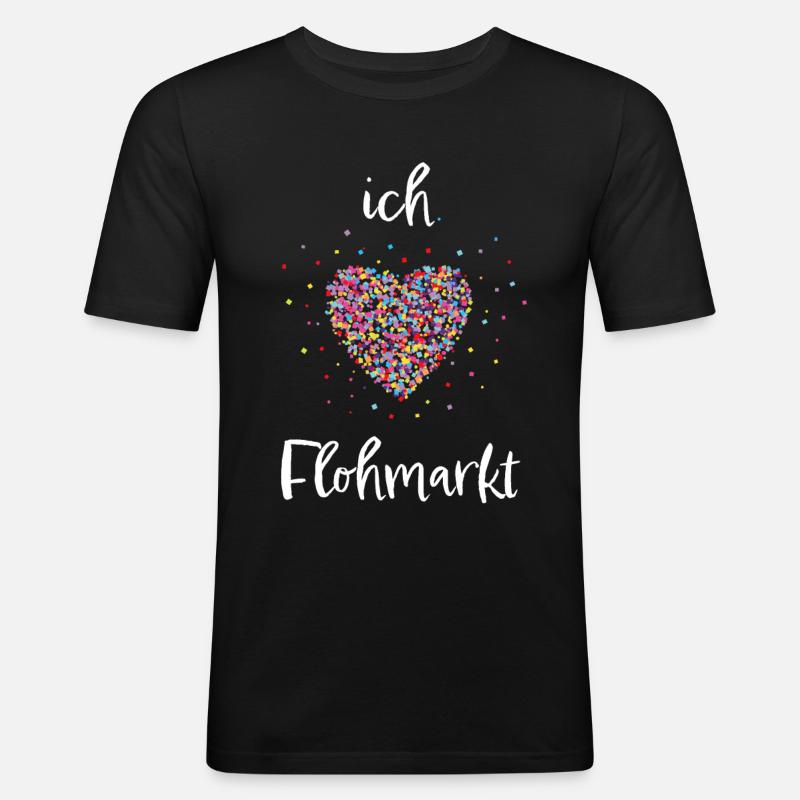 Flohmarkt Herz Schnäppchenjagd Geschenk - Männer Slim Fit T-Shirt - Schwarz
