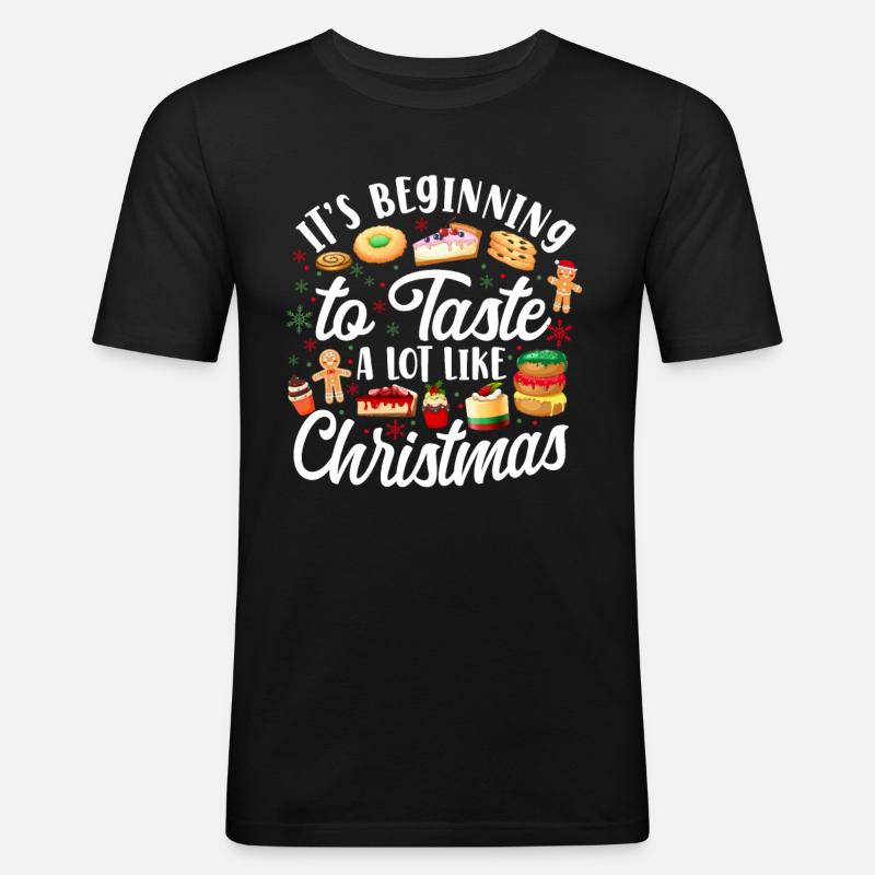 Bake Baking Christmas Cookie - Männer Slim Fit T-Shirt - Schwarz