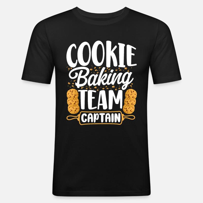 Bake Baking Cookie Team Captain - Männer Slim Fit T-Shirt - Schwarz