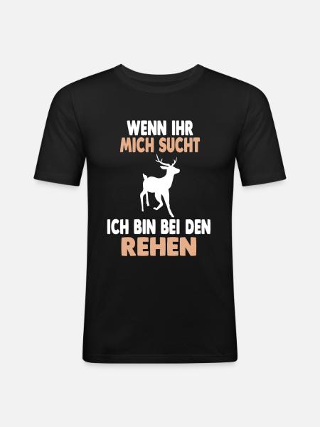 Wald Wildtier Reh - Männer Slim Fit T-Shirt - Schwarz
