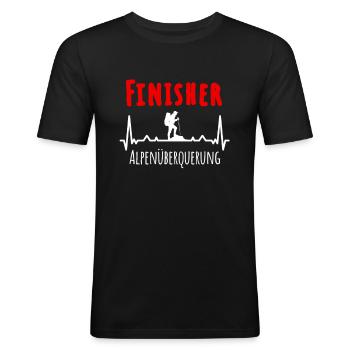 Alpenüberquerung Finisher Alpen Wandern - Männer Slim Fit T-Shirt - Schwarz - Vorne - Nik (191cm)