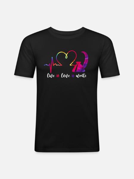 Writing Heart Novel Writer & - Men's Slim Fit T-Shirt - black