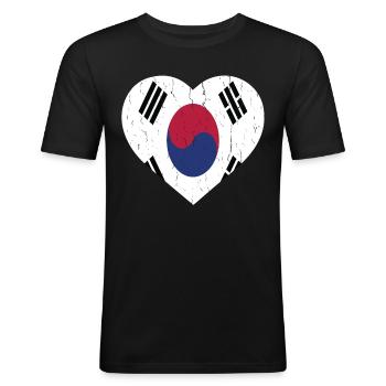 SOUTH KOREA - Männer Slim Fit T-Shirt - Schwarz - Vorne - Nik (191cm)