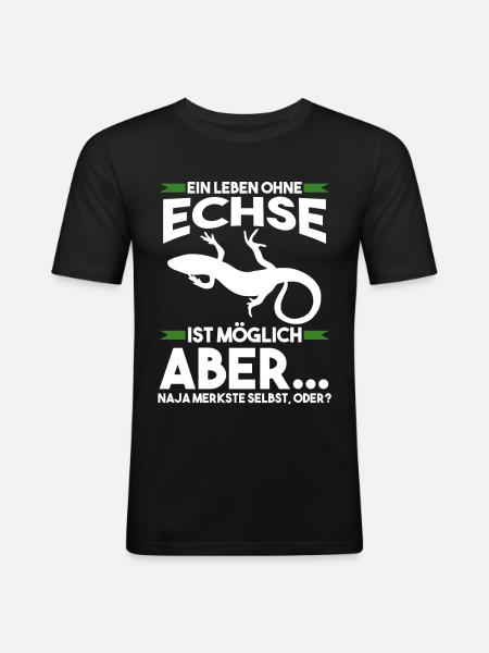 Terrarium Echse Echsen - Männer Slim Fit T-Shirt - Schwarz
