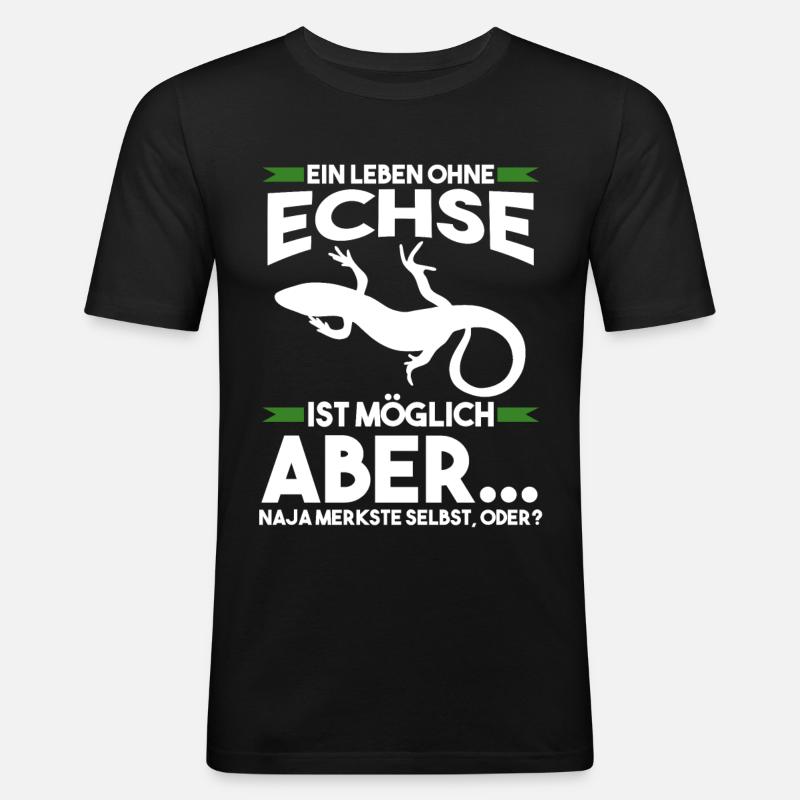 Terrarium Echse Echsen - Männer Slim Fit T-Shirt - Schwarz