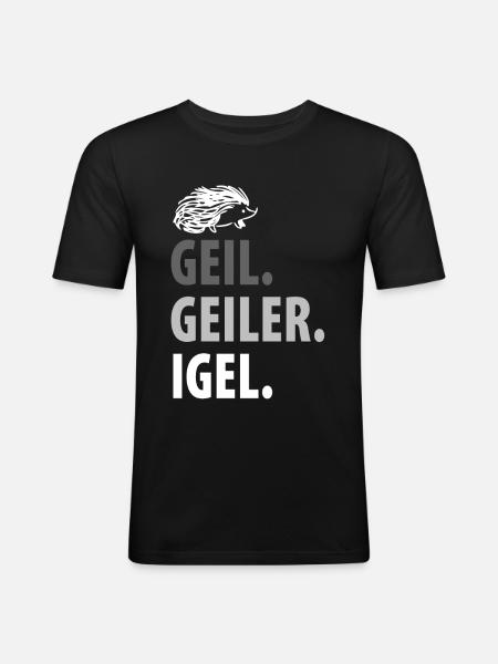 Igel - Männer Slim Fit T-Shirt - Schwarz