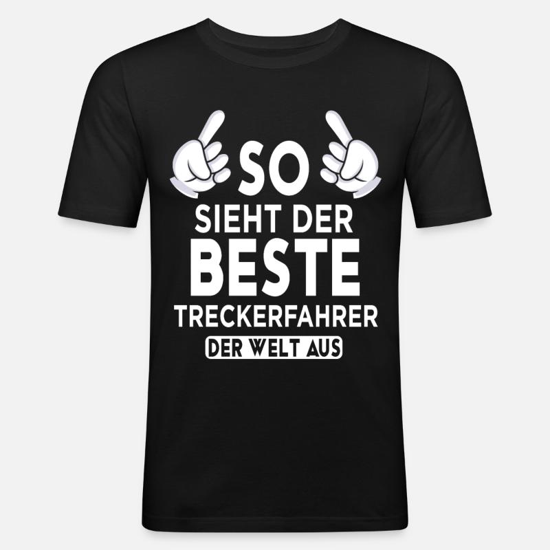 Treckerfahrer Spruch - Männer Slim Fit T-Shirt - Schwarz