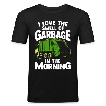 Müllmann - Männer Slim Fit T-Shirt - Schwarz - Vorne - Nik (191cm)