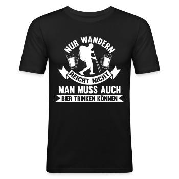 Wandern Bergsteiger Bier Wander - Männer Slim Fit T-Shirt - Schwarz - Vorne - Nik (191cm)