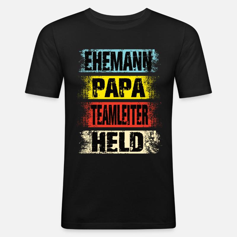 Ehemann Papa Teamleiter Held - Männer Slim Fit T-Shirt - Schwarz