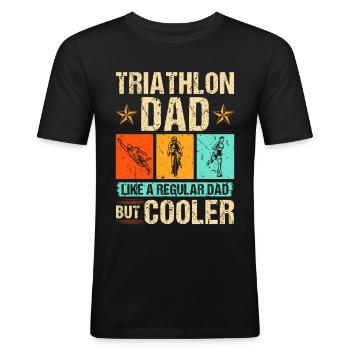 Triathlon Dad Triathlet Vater - Männer Slim Fit T-Shirt - Schwarz - Vorne - Nik (191cm)