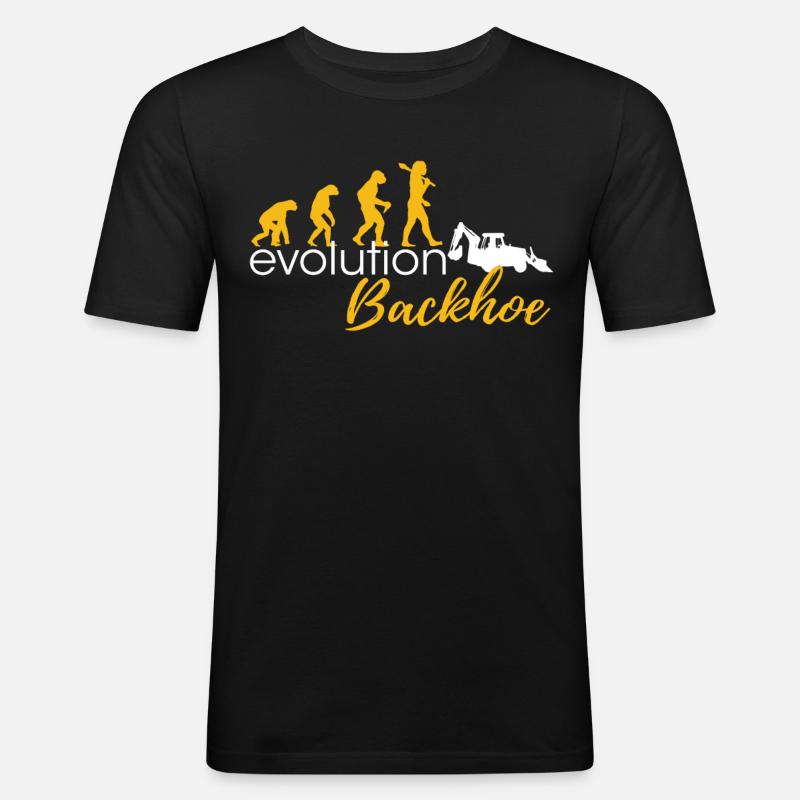 Evolution Of Backhoes - Männer Slim Fit T-Shirt - Schwarz