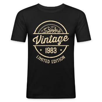 39 Geburtstag Vintage 1983 - Männer Slim Fit T-Shirt - Schwarz - Vorne - Nik (191cm)