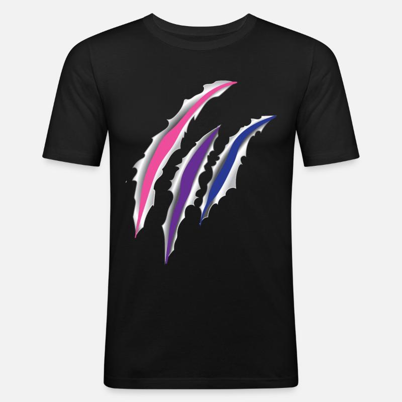 Bisexual Bi Pride Flag Scratch - Männer Slim Fit T-Shirt - Schwarz