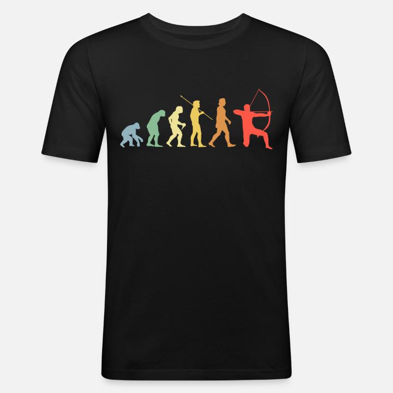 Bogen Evolution Retro Bogenschießen Bogenschütze - Männer Slim Fit T-Shirt - Schwarz