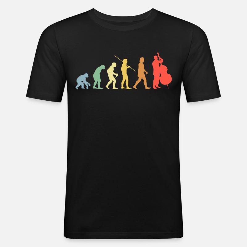 Kontrabass Evolution Retro Chello Chellospieler - Männer Slim Fit T-Shirt - Schwarz